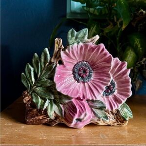 Vintage Rare 1955 McCoy Pink Poppy Planter Vase Art Pottery #mccoy